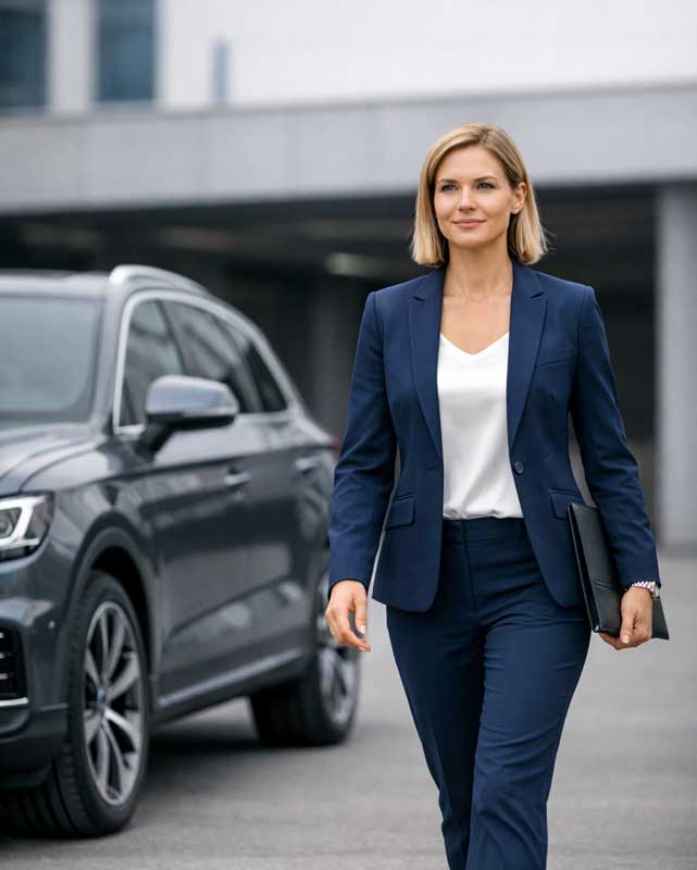 Startende ondernemer met financial lease auto voor zijn bedrijf